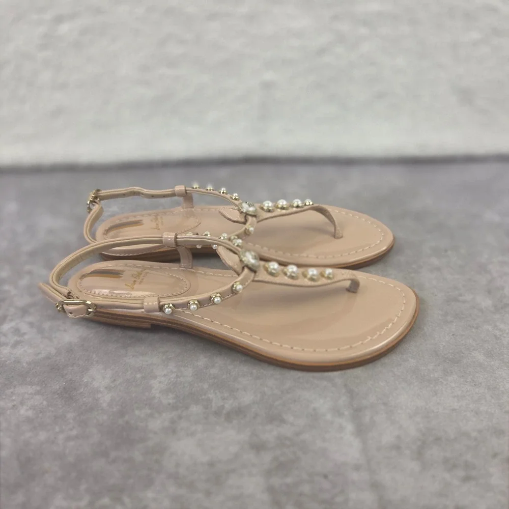 Sam Edelman Kids Gigi Pearl Sunrise Pnk Patent Faux Pearl Sandals SZ3 Little Kid